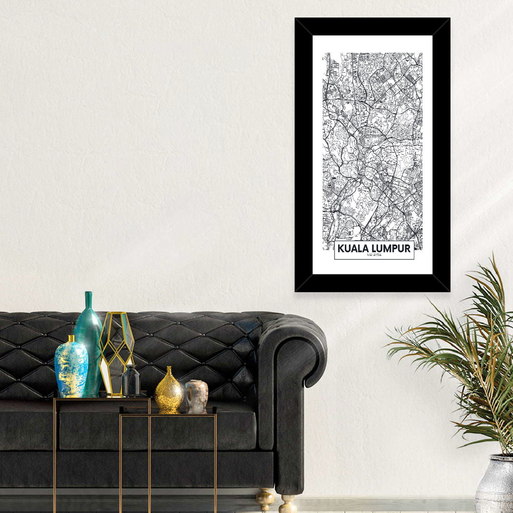 Kuala Lumpur Street Grid Map Wall Art