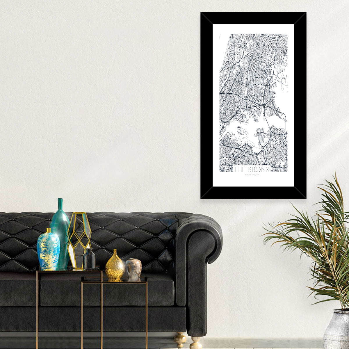 Bronx Black and White Map Wall Art