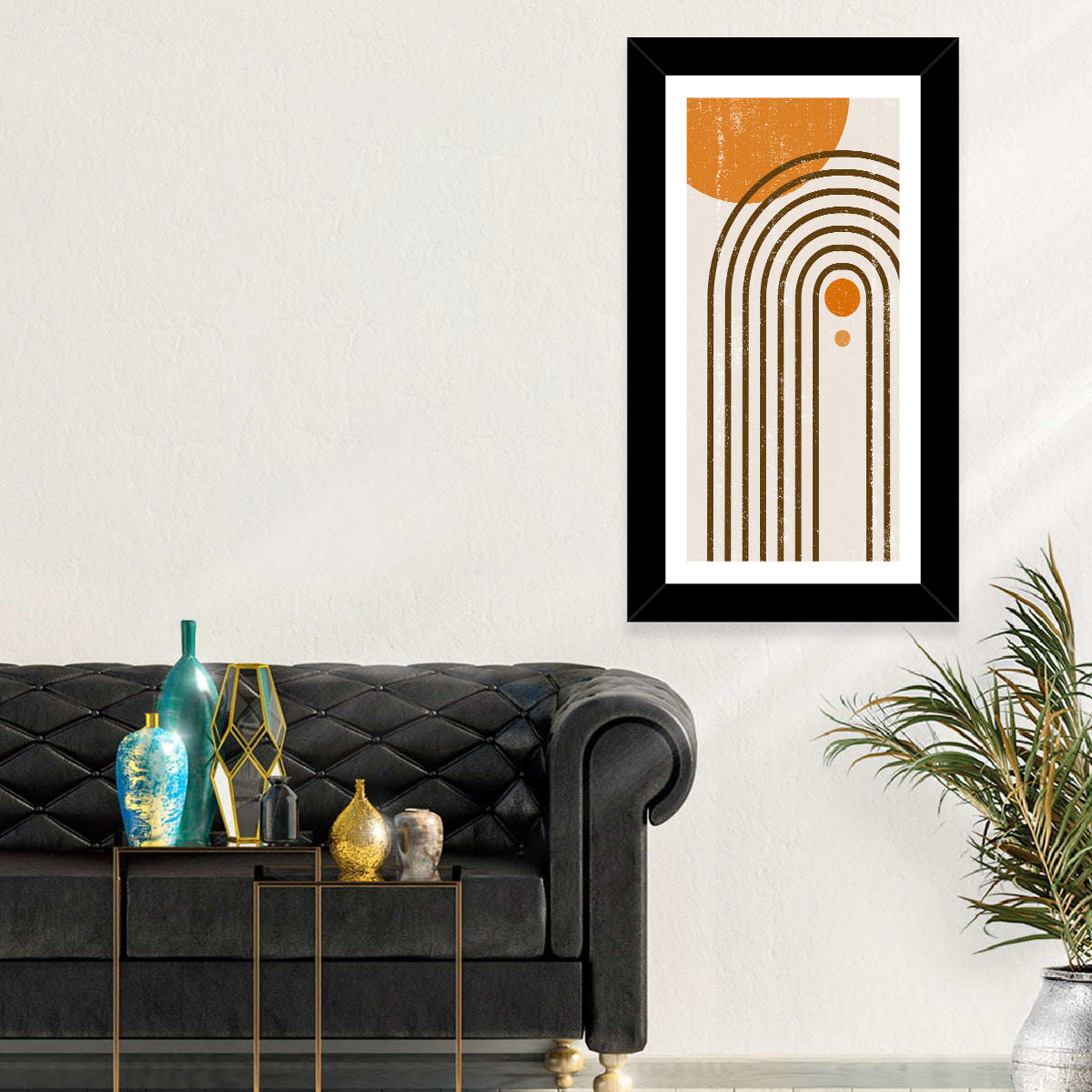 Boho Sun Arch Wall Art in a room, portrait