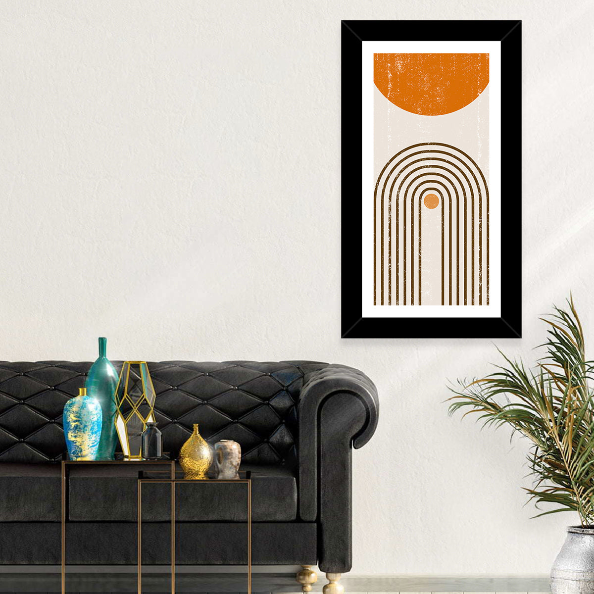 Burning Sun Concentric Arches Wall Art in a room, portrait