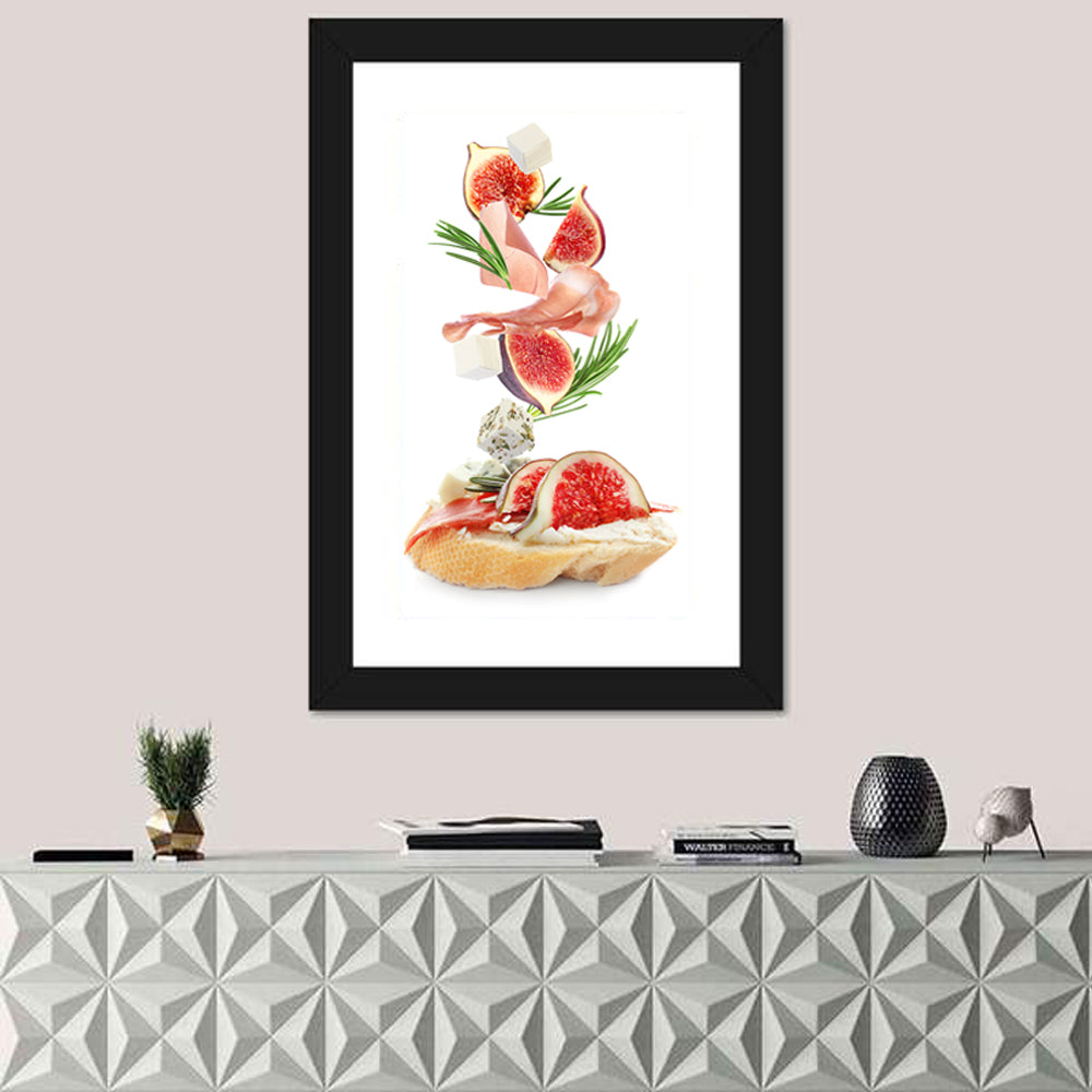 Bruschetta with Figs and Prosciutto Wall Art in a room, portrait