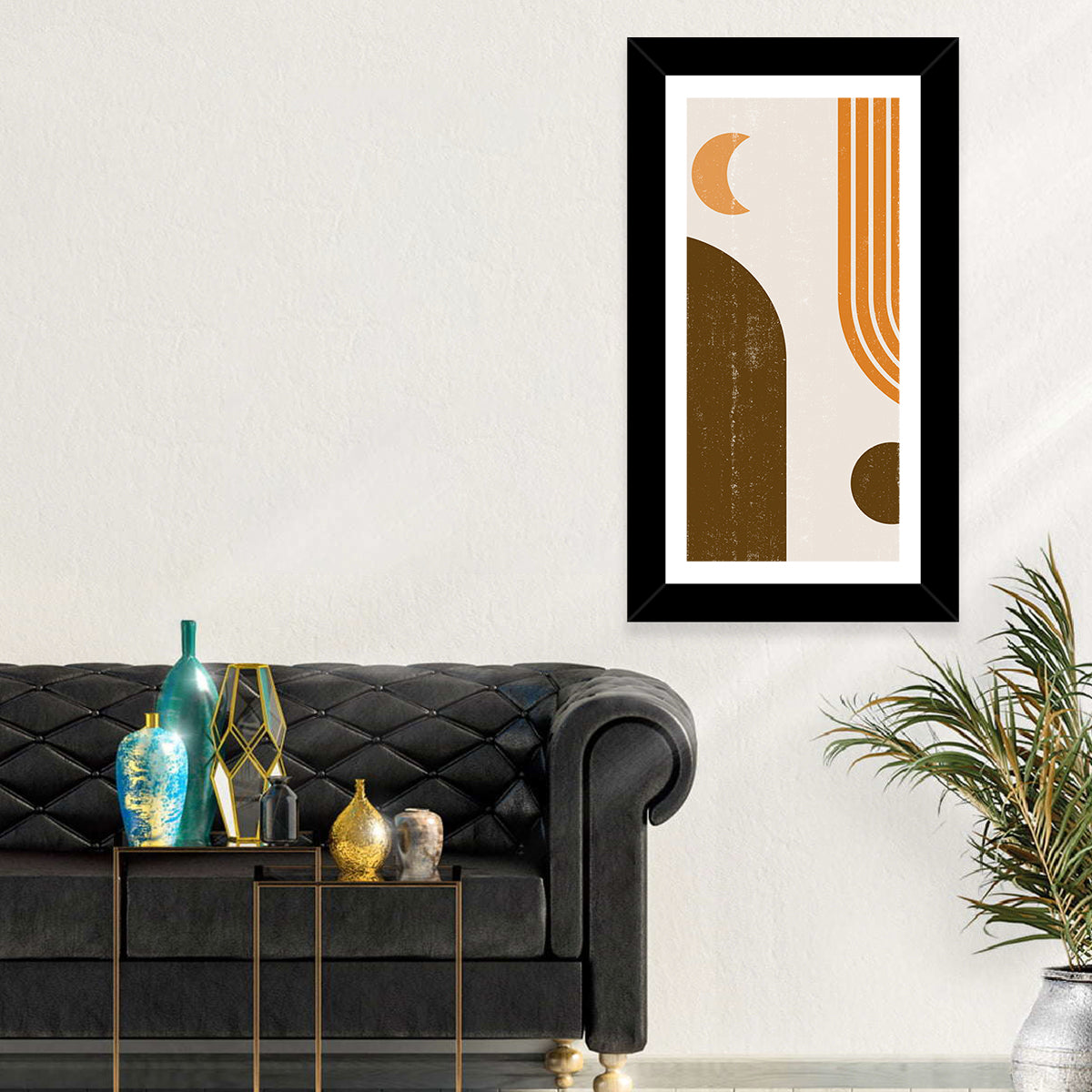 Crescent Moon Arch Abstract Wall Art in a room, portrait