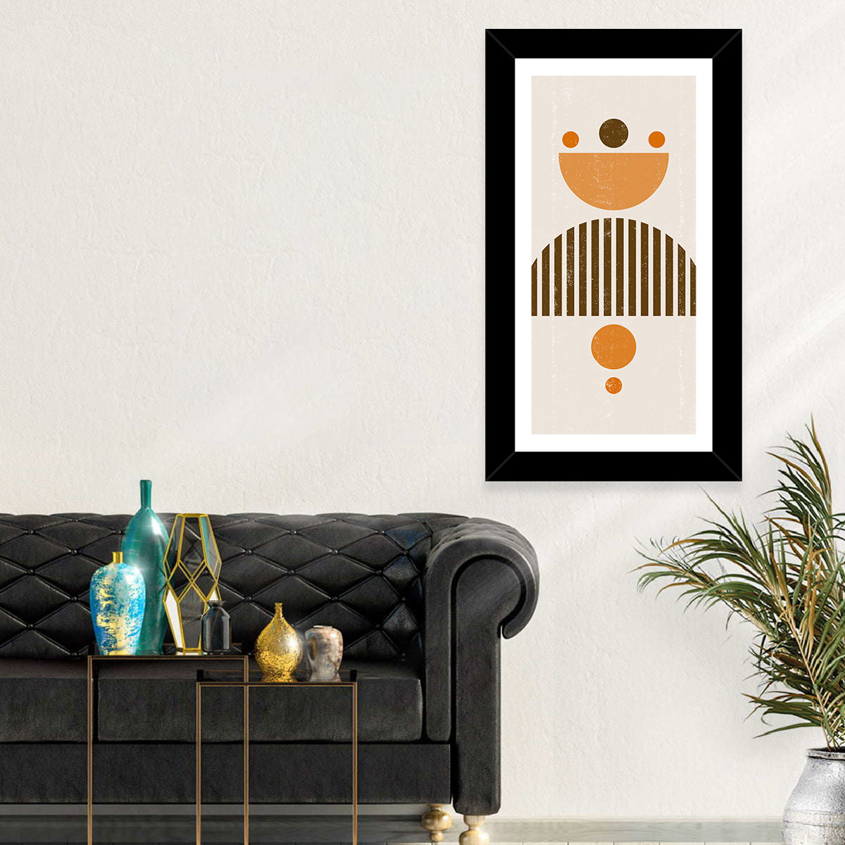 Mid-century Moon and Sun Wall Art in a room, portrait