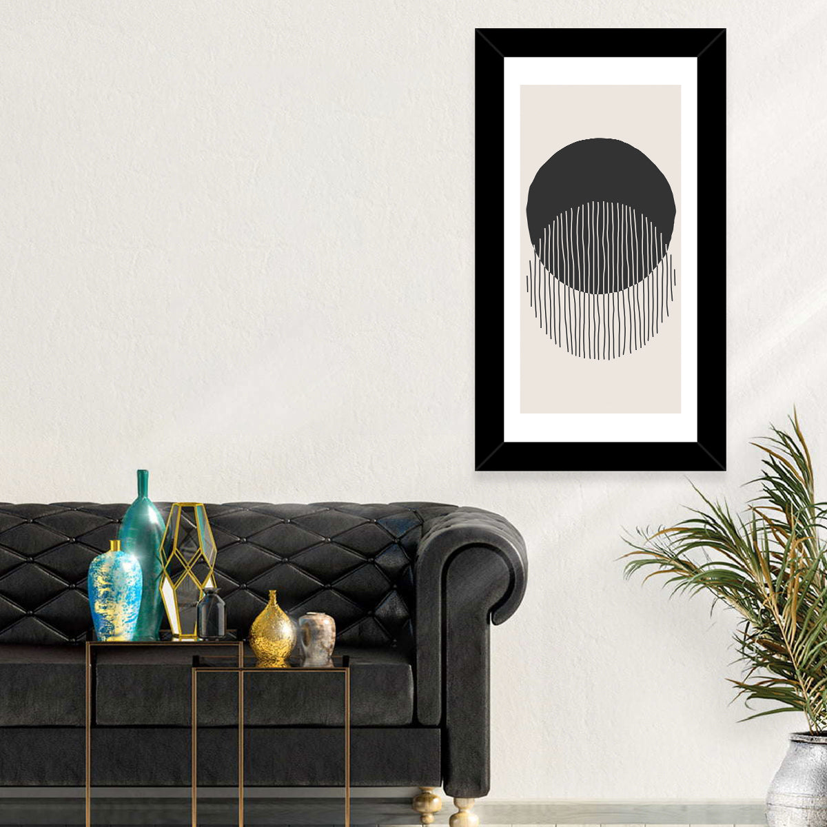 Moon Eclipse Minimalist Wall Art in a room, portrait