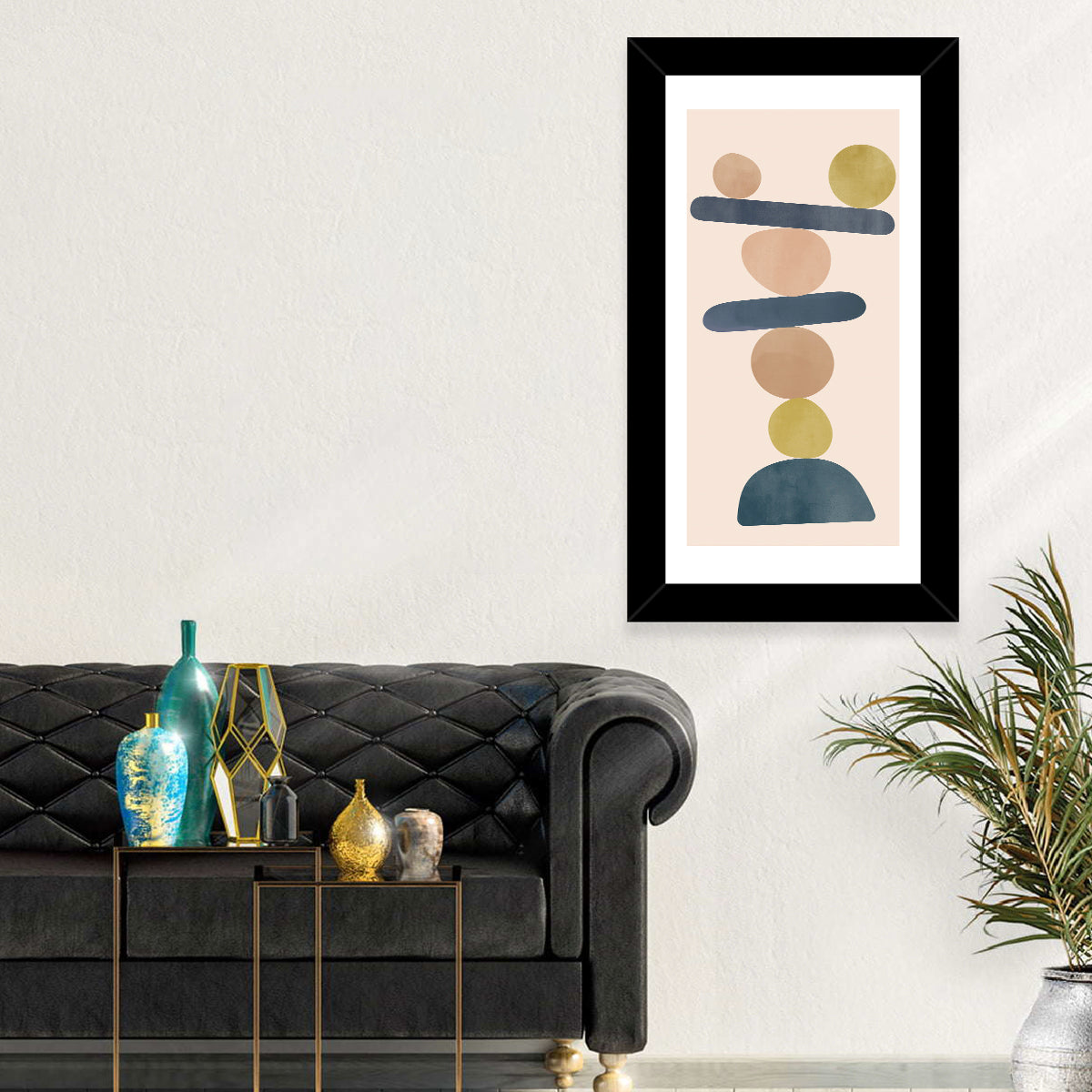 Balanced Stone Stack Wall Art in a room, portrait