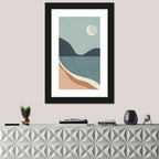 Crescent Moon Mountain Lake Wall Art