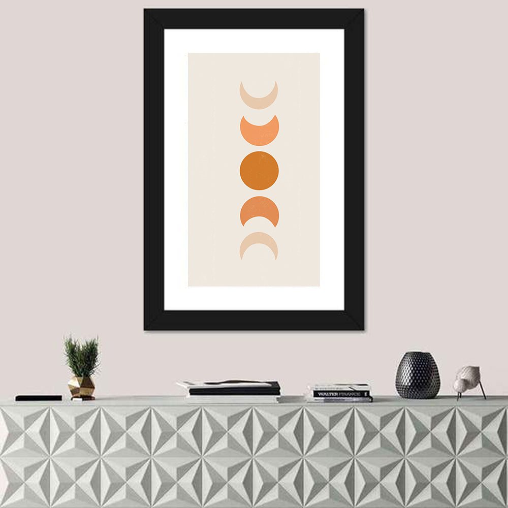 Textured Moon Phases Wall Art in a room, portrait