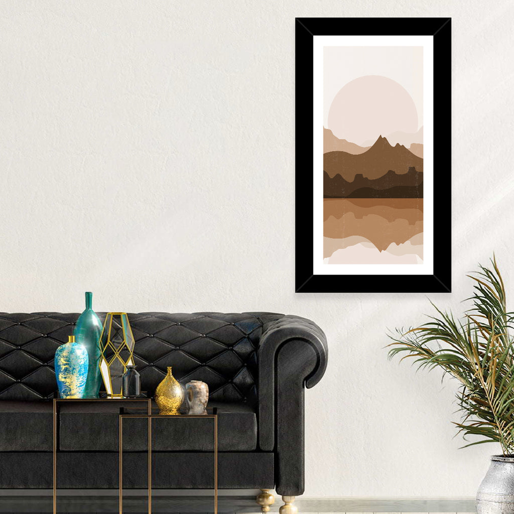 Layered Mountain Lake Sunset Wall Art