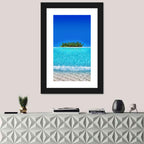 Turquoise Atoll Sandbar with Palm Trees Wall Art