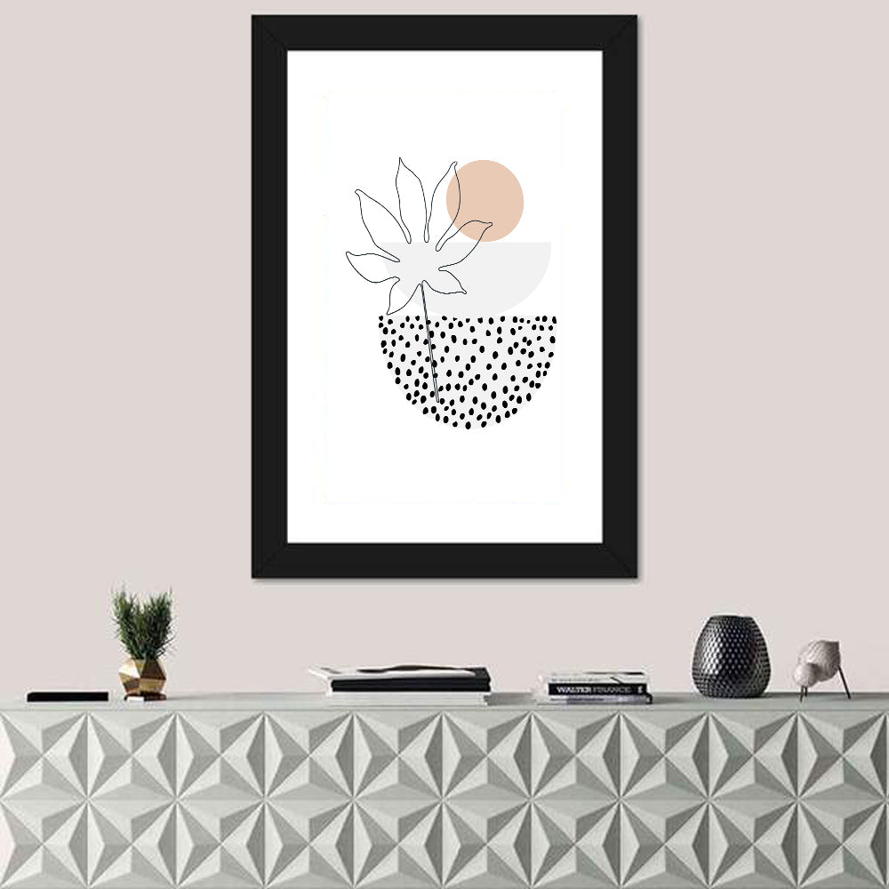 Vertical Bowls & Palm Leaf Illustration Wall Art