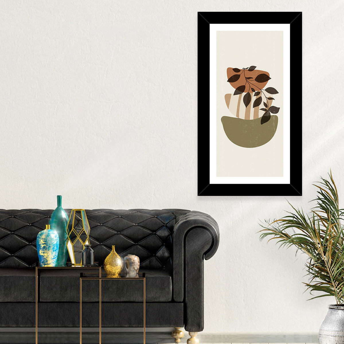 Falling Leaves Branch Wall Art in a room, portrait