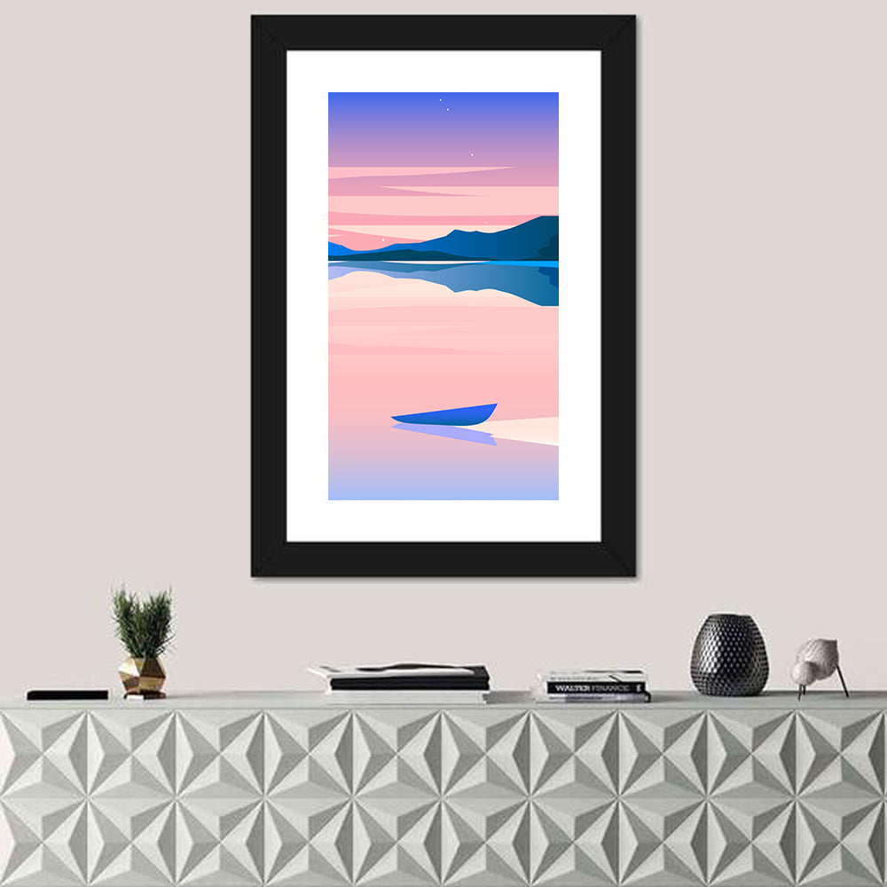 Geometric Lakeside at Dusk Wall Art