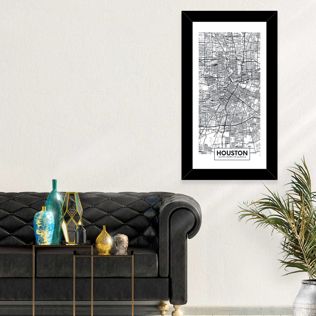 Houston Street Grid Map Wall Art