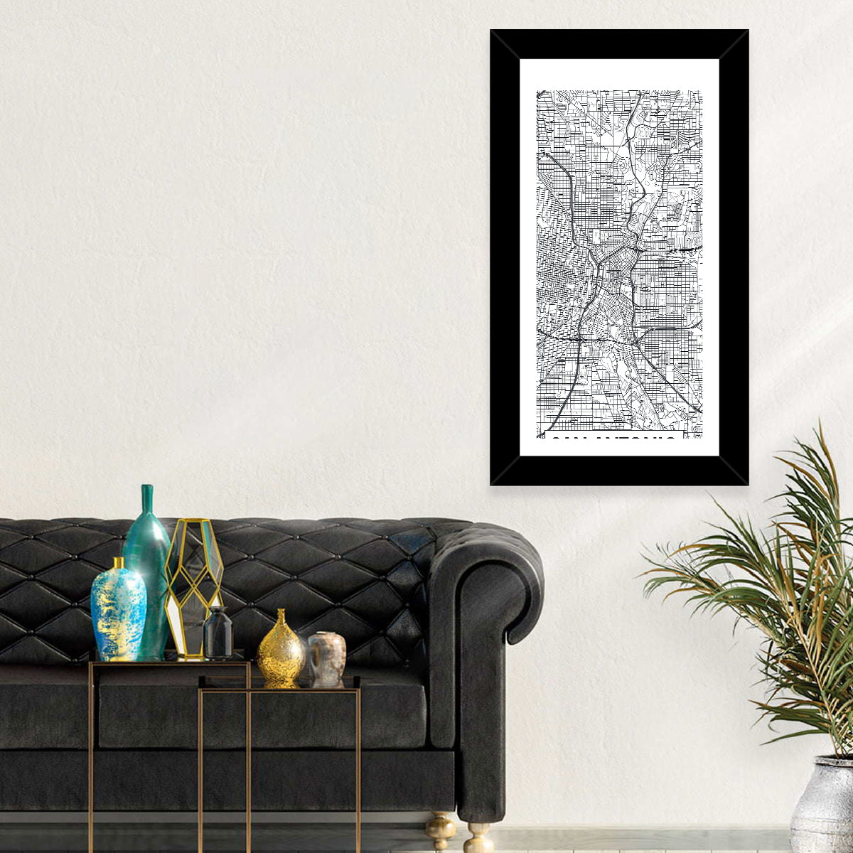 San Antonio Minimalist City Map Wall Art
