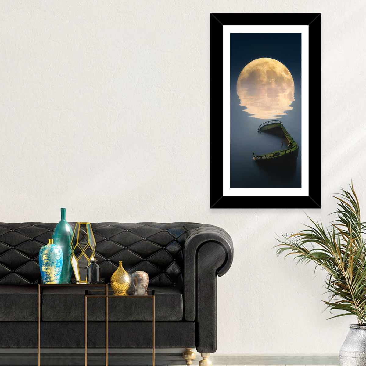 Moonlit Shipwreck Reflection Wall Art