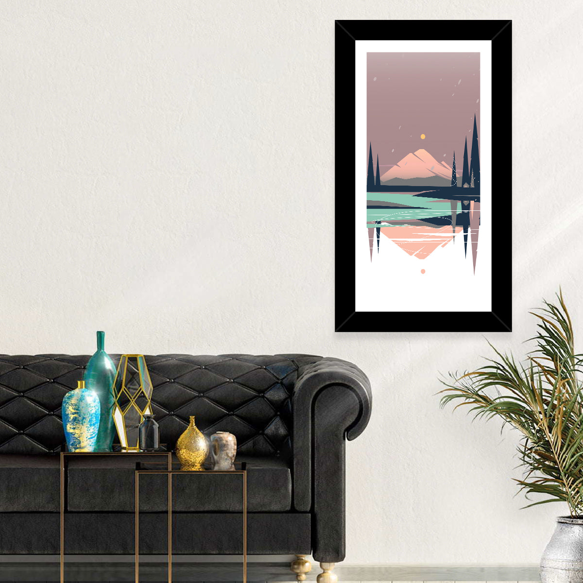 Dusk Mountain Lake Reflection Wall Art