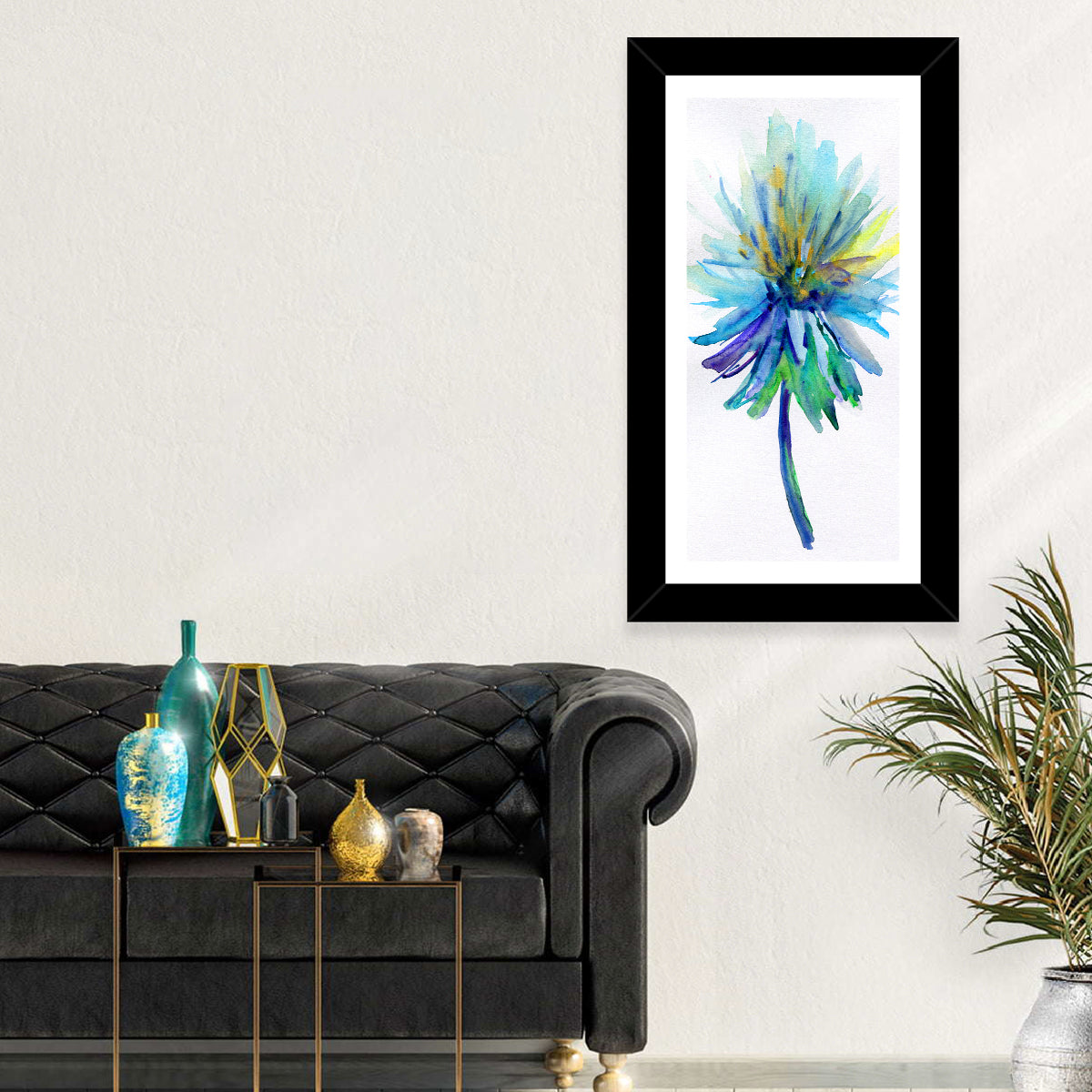 Ethereal Blue Watercolor Flower Wall Art