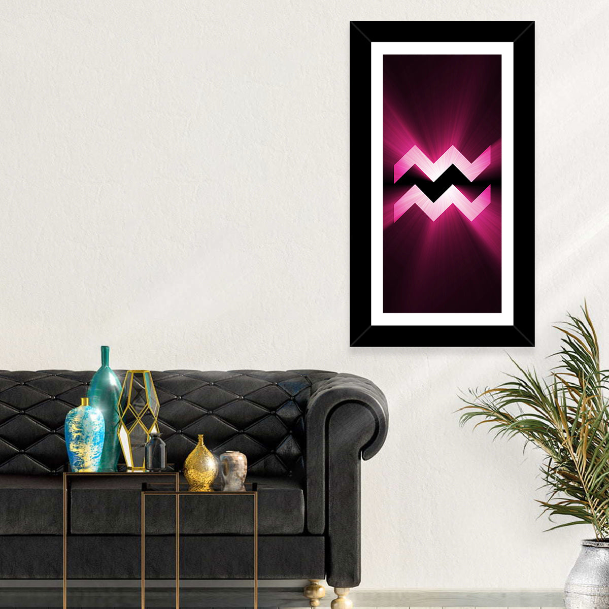 Magenta Aquarius Symbol Wall Art