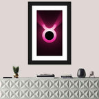 Glowing Pink Taurus Symbol Wall Art