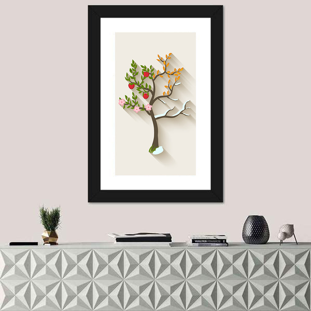 Four Seasons Tree Wall Art in a room, portrait