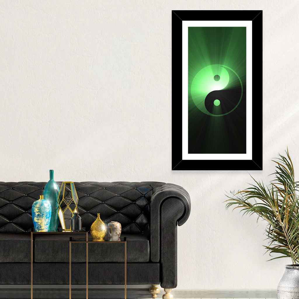 Green Glowing Yin Yang Wall Art