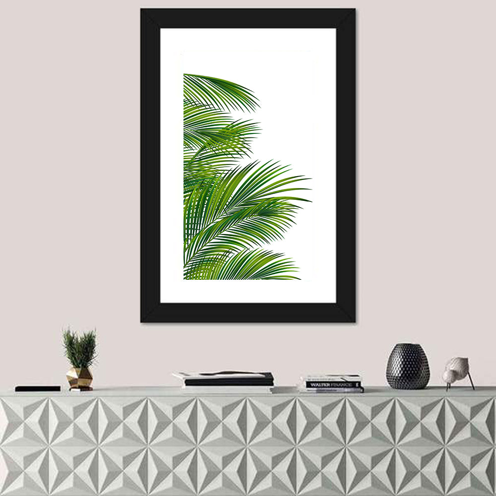 Asymmetrical Palm Fronds Wall Art in a room, portrait