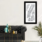 Manhattan Map, Black and White Wall Art