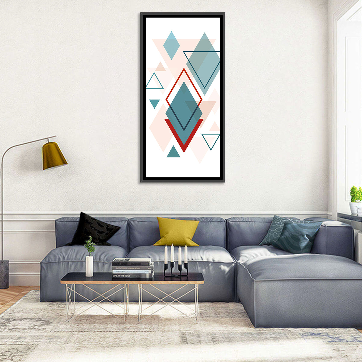 Scandinavian Teal Geometric Abstract Wall Art