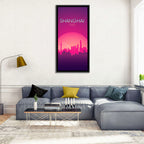 Shanghai Neon Sunset Skyline Wall Art