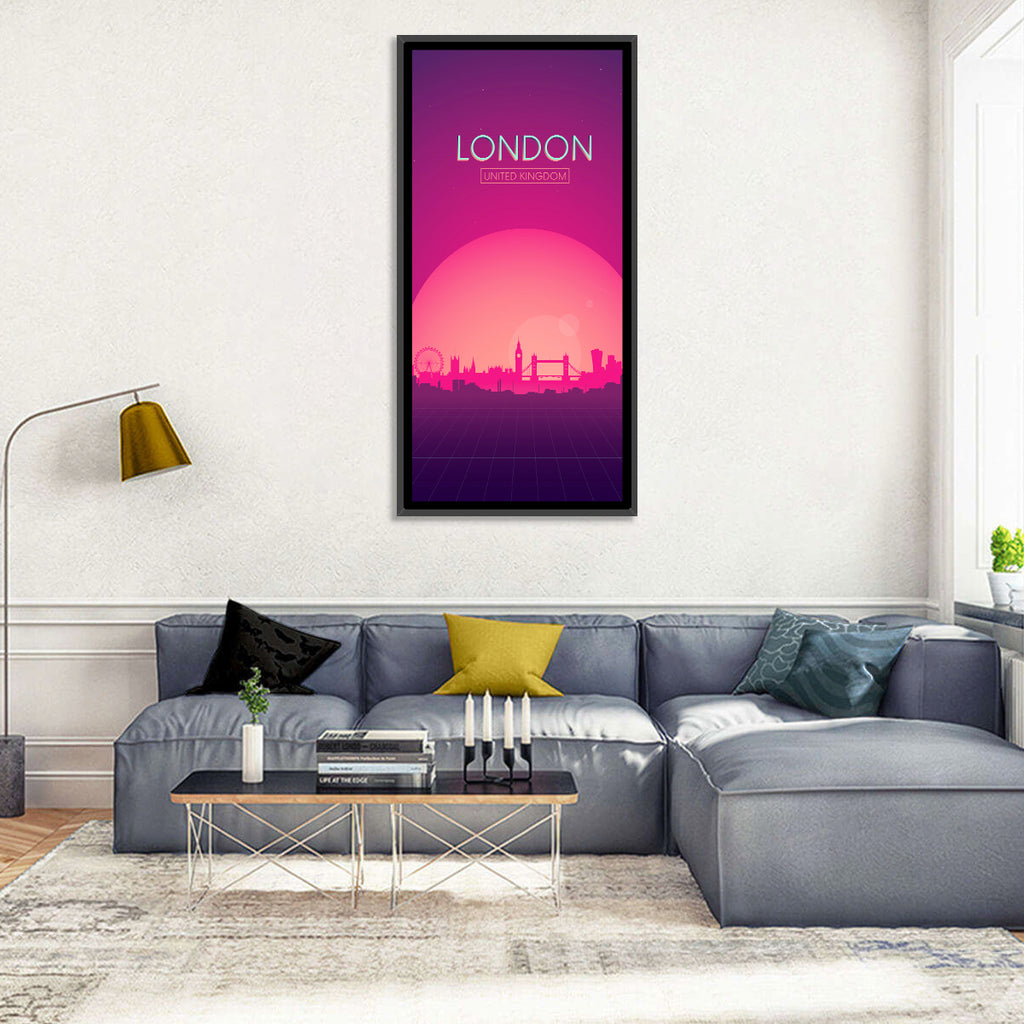 Retro London Sunset Skyline Wall Art