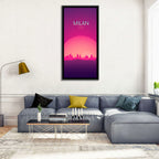 Milan Sunset Skyline Illustration Wall Art