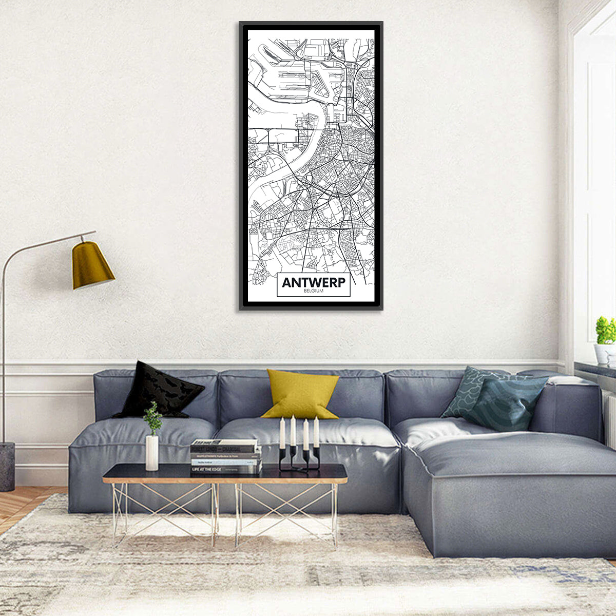 Antwerp City Map Wall Art