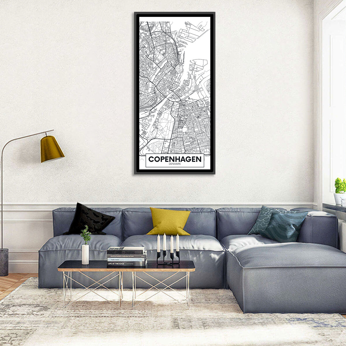 Copenhagen City Map Wall Art