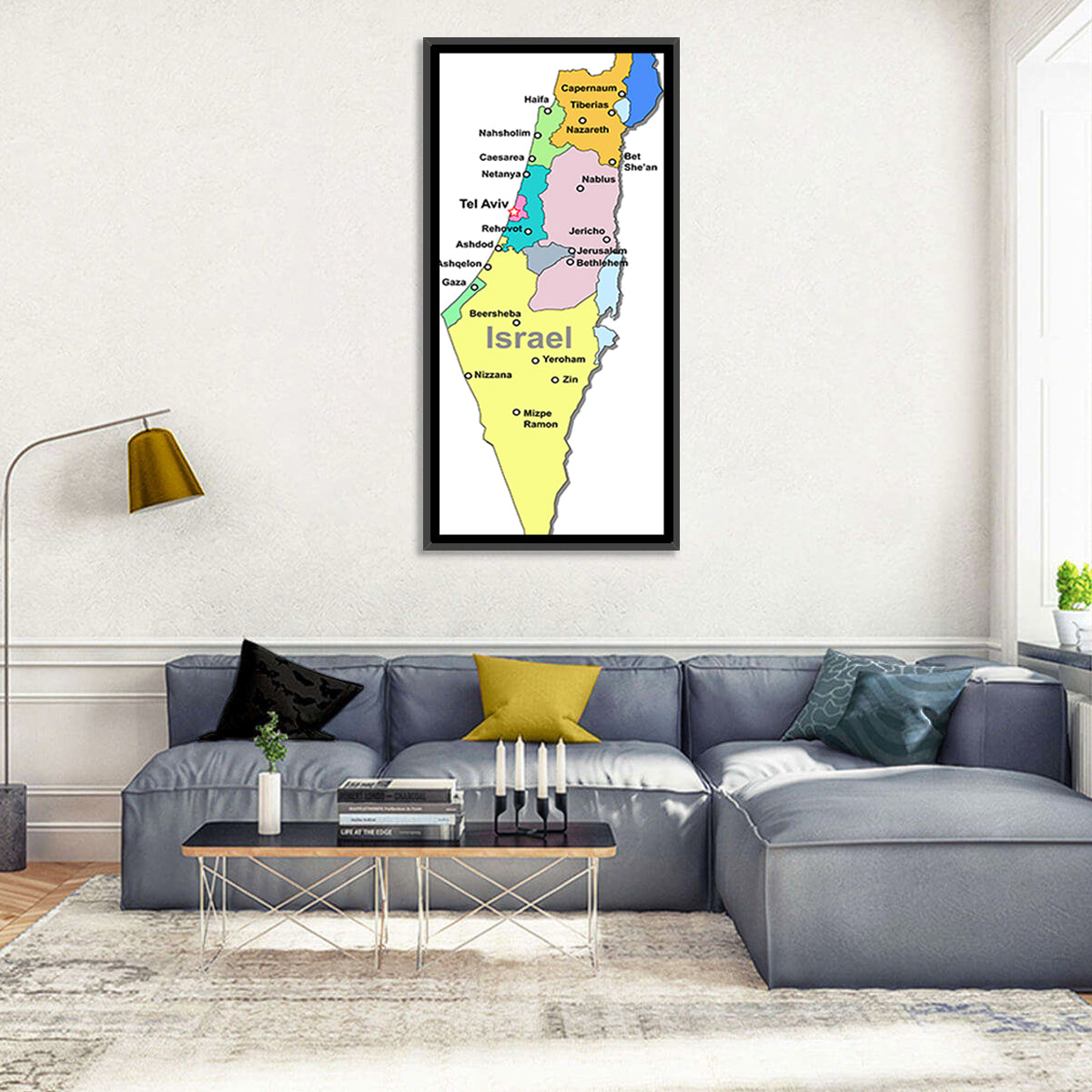 Modern Israel Map Wall Art