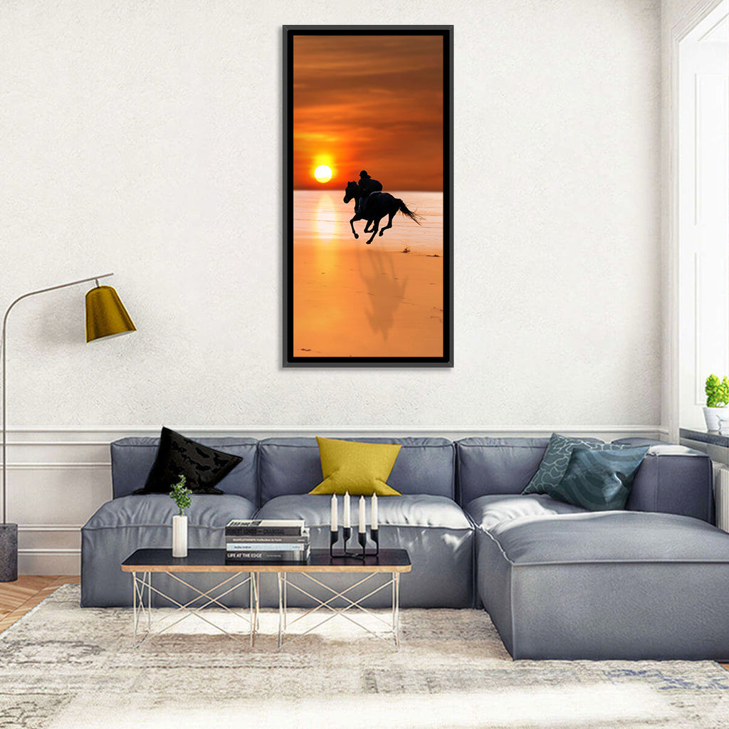 Horse and Rider at Sunset Wall Art