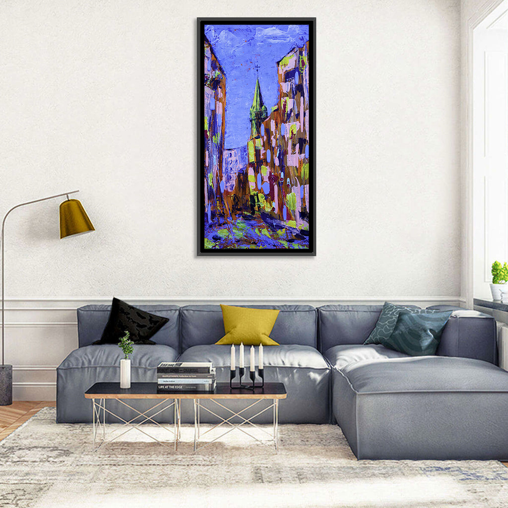 Old City Street with Steeple Wall Art