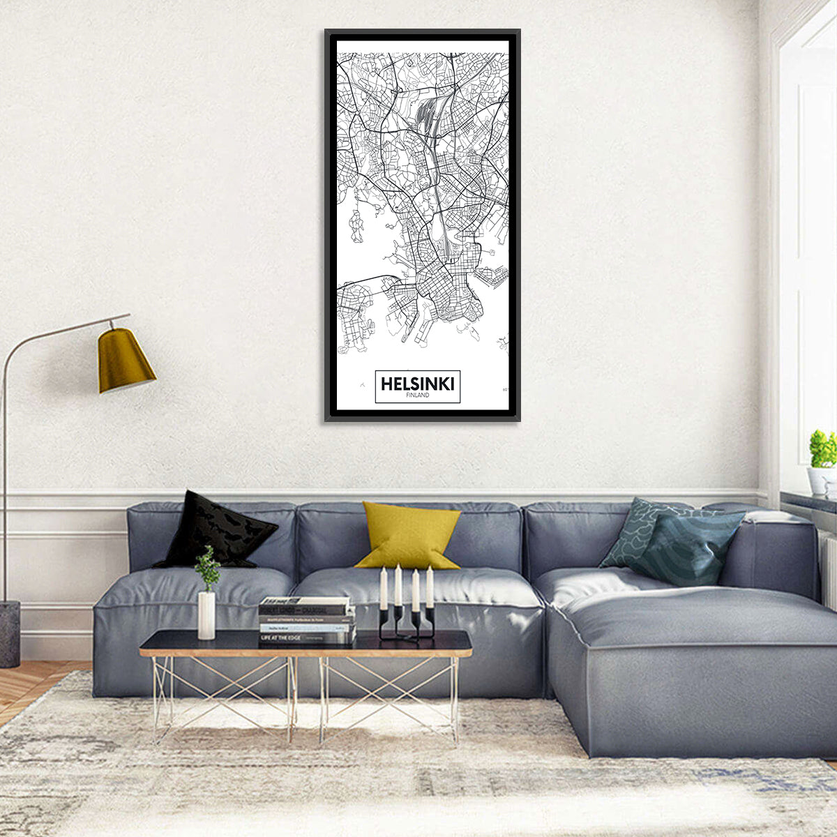 Helsinki Street Grid Map Wall Art