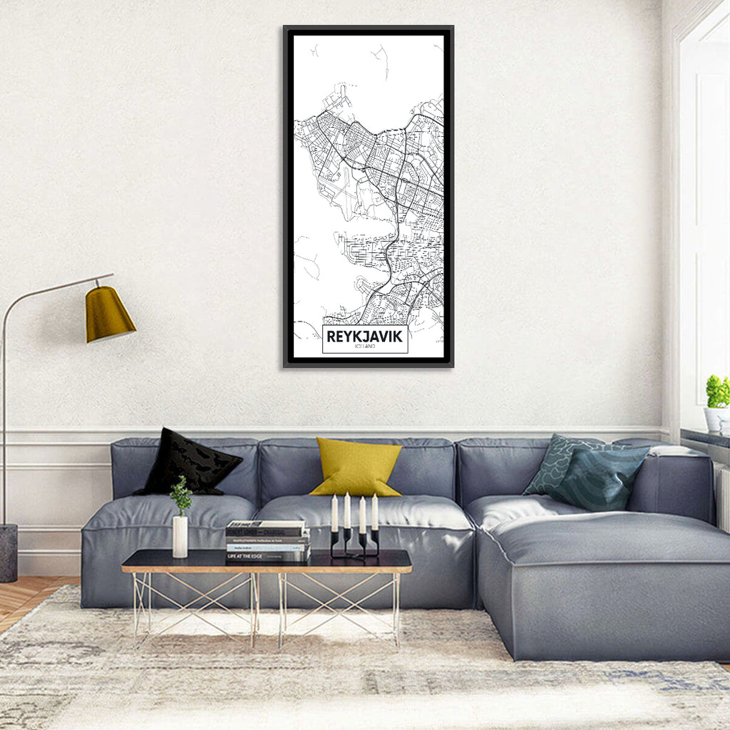 Reykjavik Aerial Map with Runway Wall Art