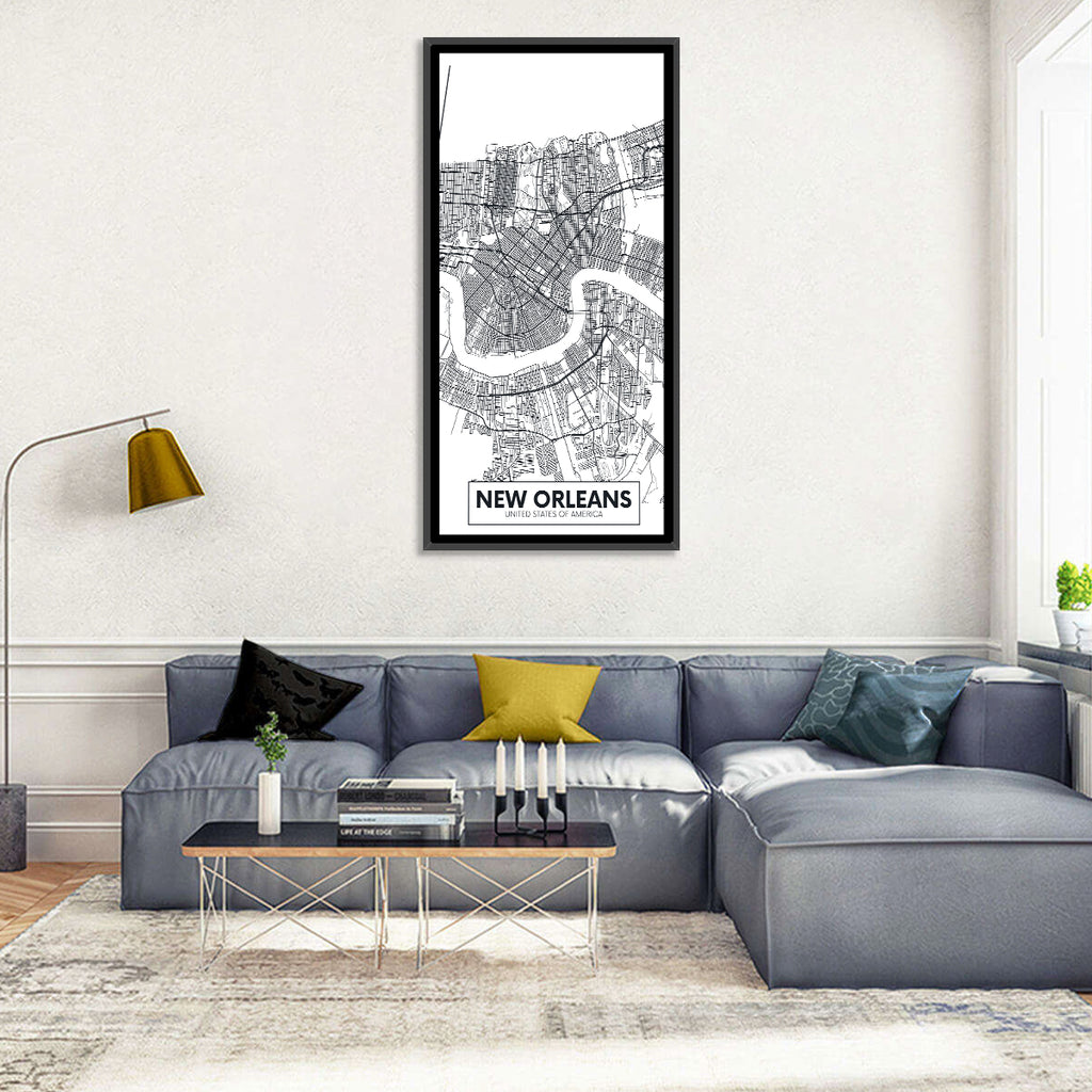 New Orleans Minimalist City Map Wall Art