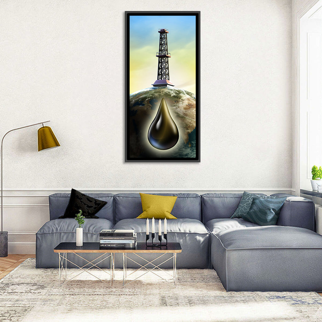 Oil Derrick with Glowing Drop Wall Art