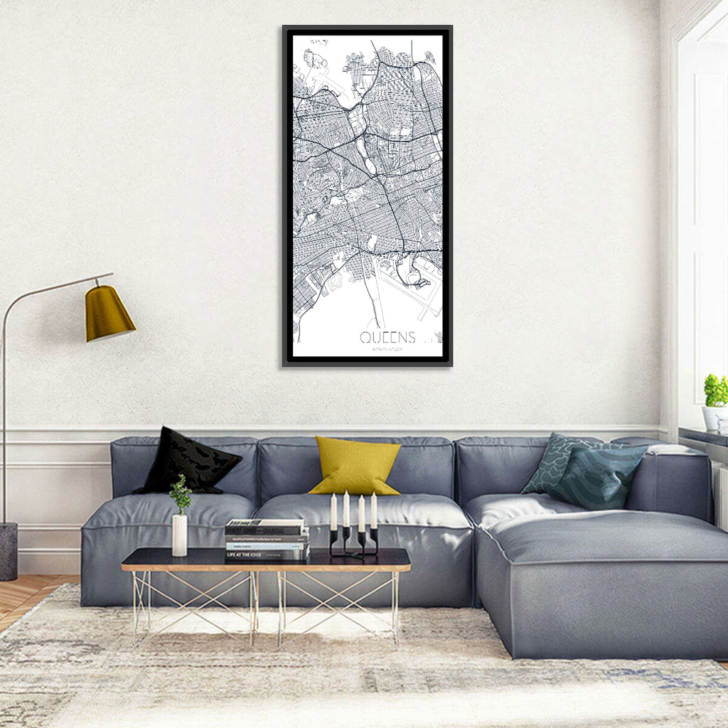 Queens Map with Jfk Airport Wall Art