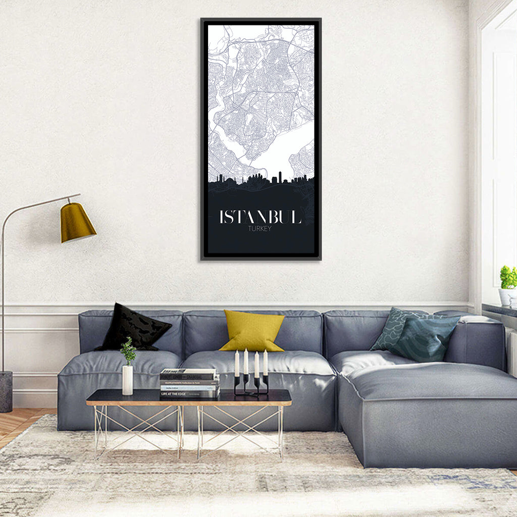 Istanbul Map and Skyline Wall Art