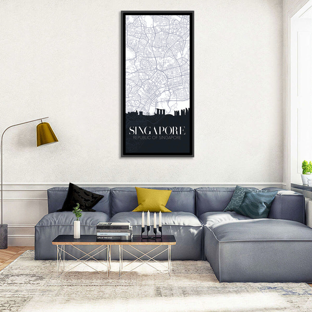 Singapore City Map Silhouette Wall Art