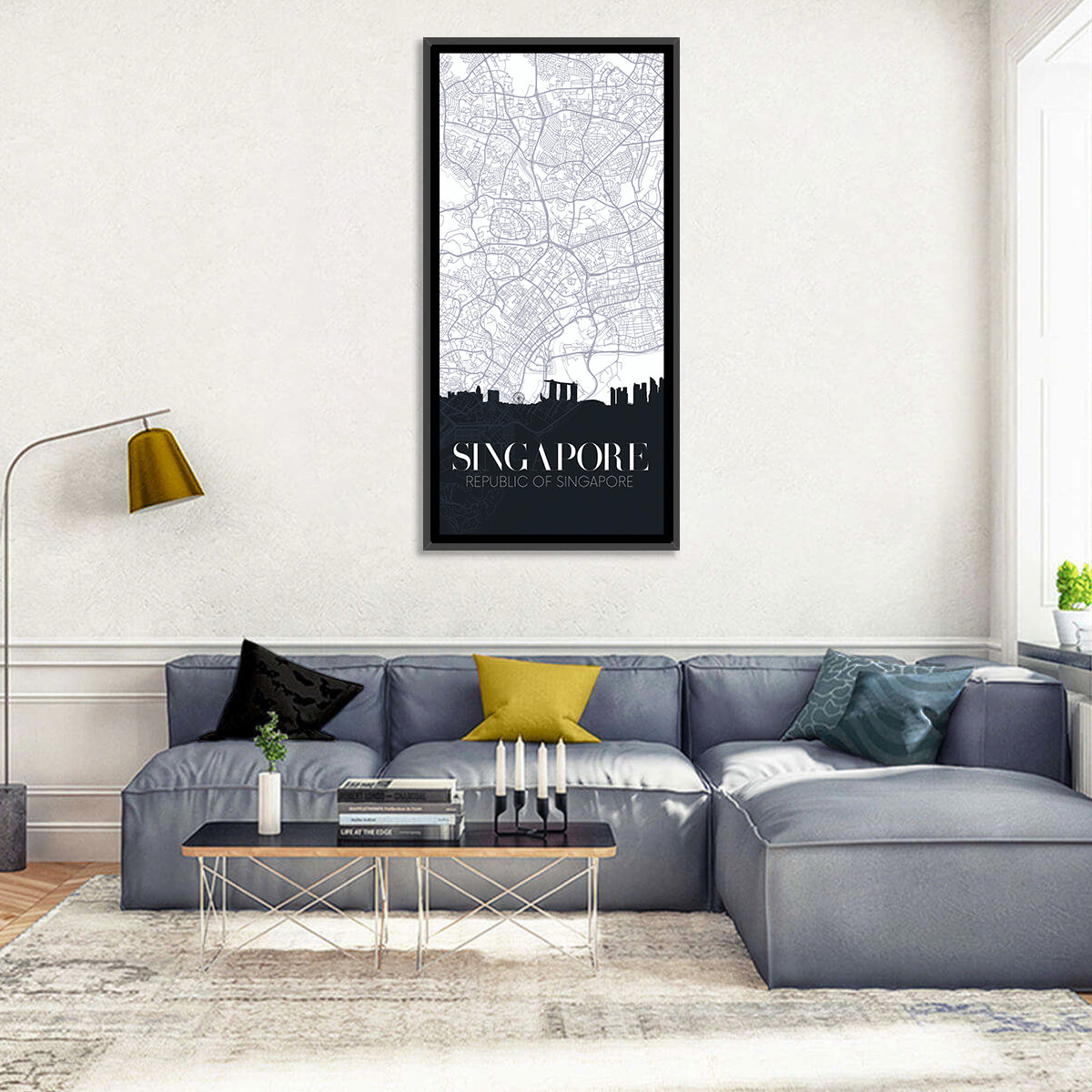 Singapore City Map Silhouette Wall Art