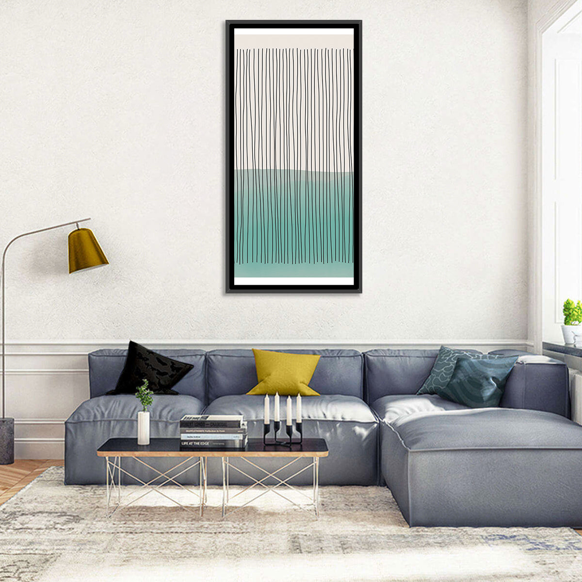 Minimal Horizon Line Study Wall Art in a room, portrait