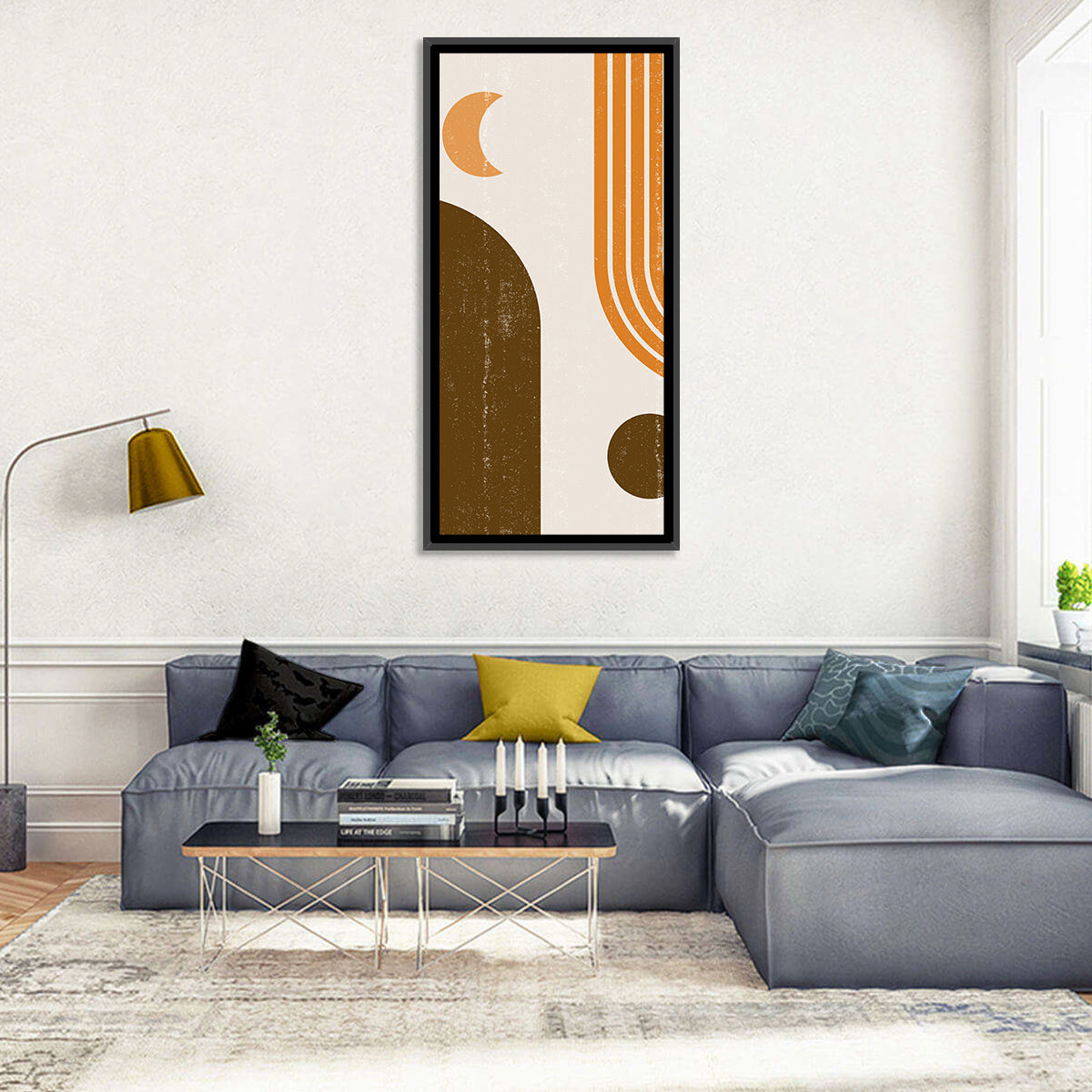 Crescent Moon Arch Abstract Wall Art in a room, portrait