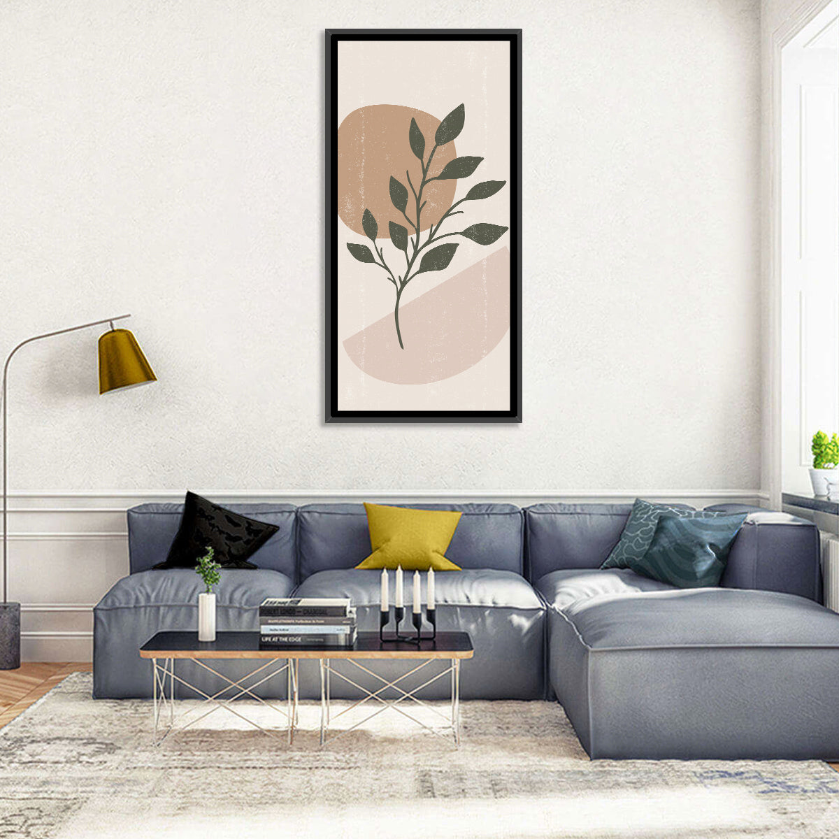 Boho Leaf Study Wall Art in a room, portrait