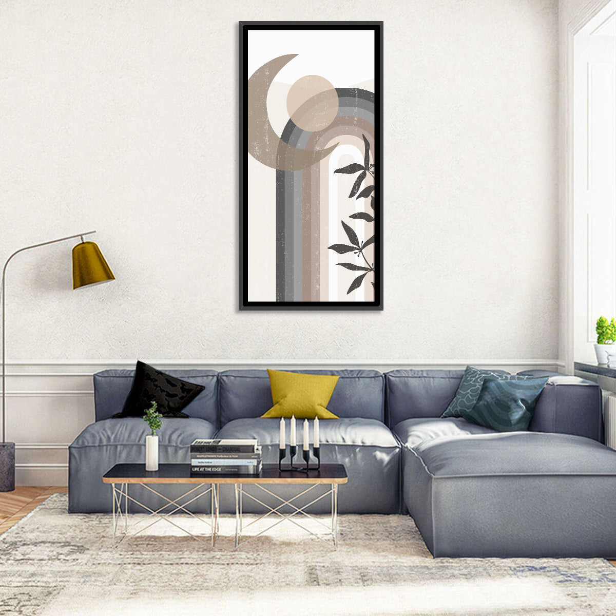 Crescent Moon Rainbow Abstract Wall Art