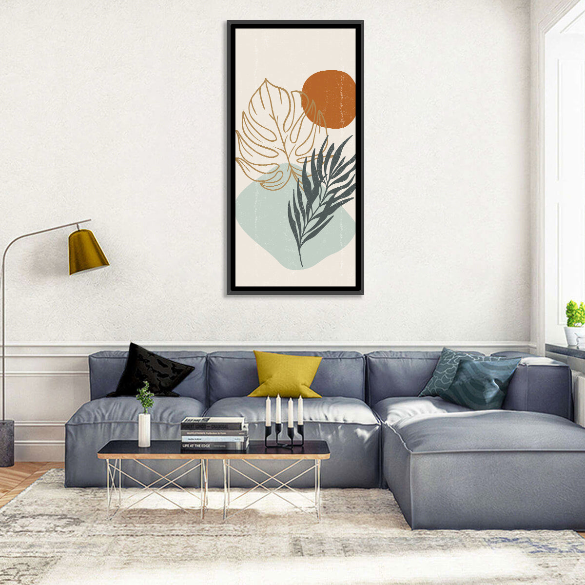 Shadowed Leaves Wall Art in a room, portrait