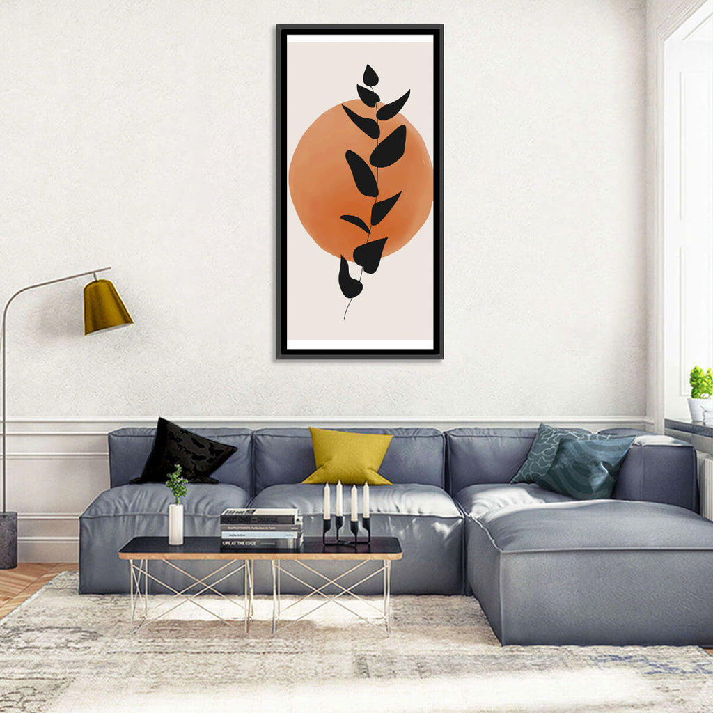 Leafy Branch with Terracotta Circle Wall Art